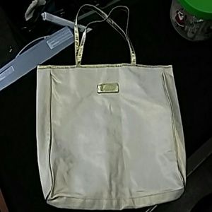 Clarins Tote Bag Cream Colored with Gold Accents